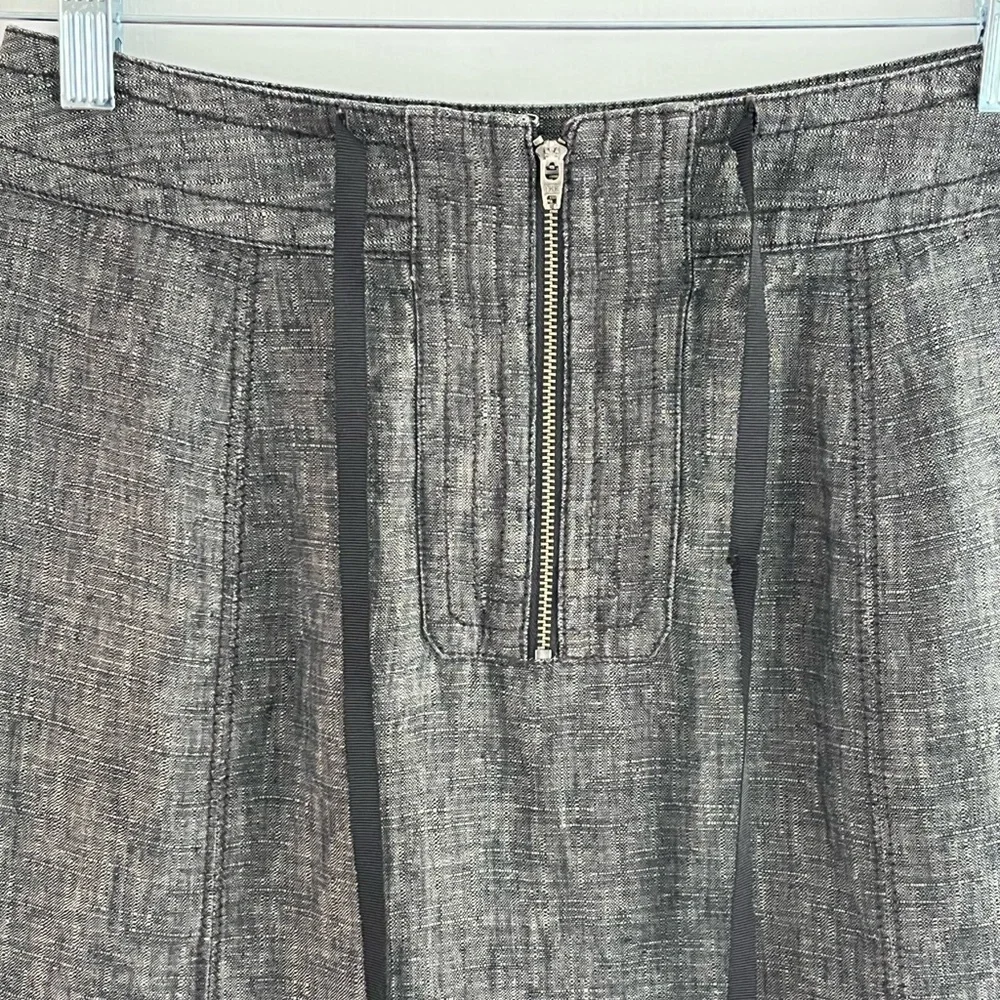 J. Crew 100% Linen Charcoal Grey A Line Skirt Careerwear Coastal Chic Size 4